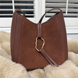 Brown Faux Leather Women's Shoulder Purse